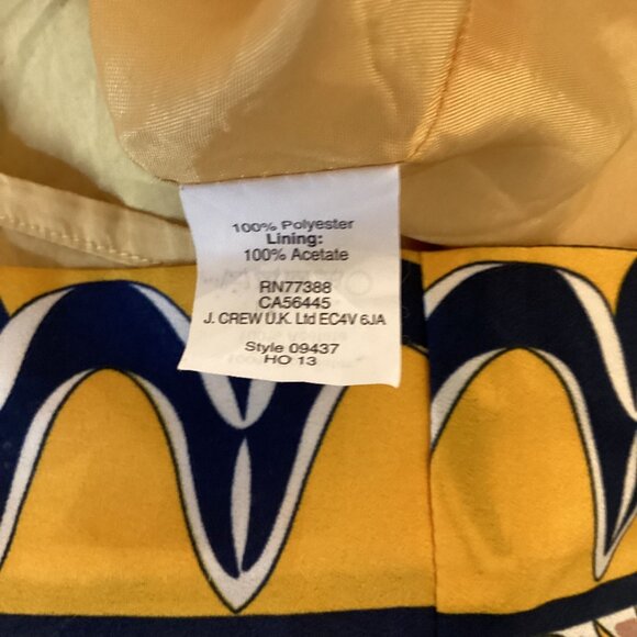 J. Crew Factory Dress Size 2 Jules Scroll Print Yellow Navy & Pink Shift‎ - Picture 7 of 7